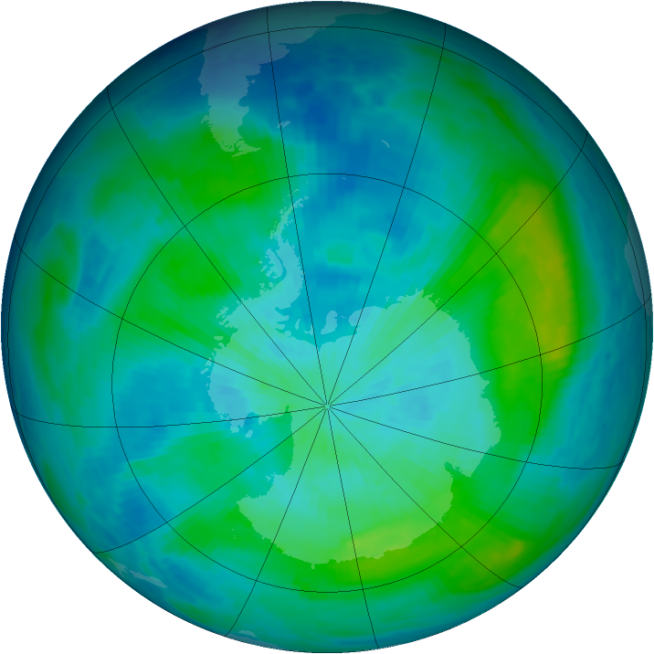 Antarctic ozone map for 01 March 1987